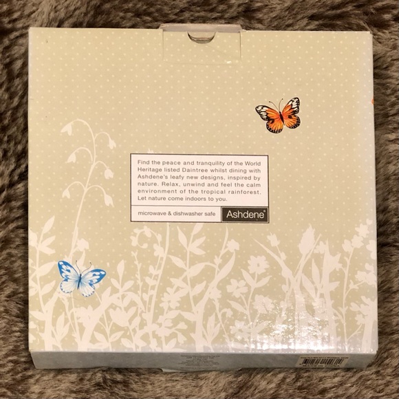 NIB Ashdene Tranquil Butterfly Sage Bone China Side Plate, Set of 2 - Picture 6 of 7
